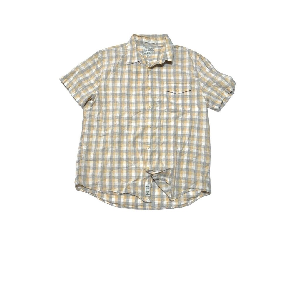 Lucky Brand‎ Shirt  Large Cotton Slim Fit Button Up Short Sleeve Shirt